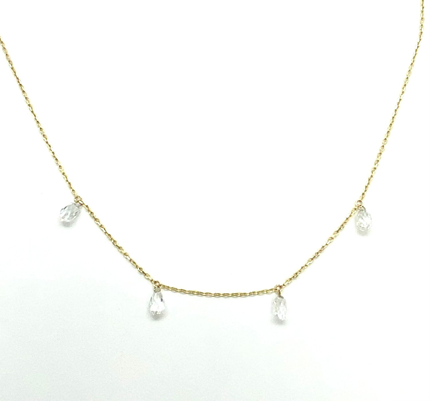 Briolette Diamond Necklace in 14K Yellow Gold
