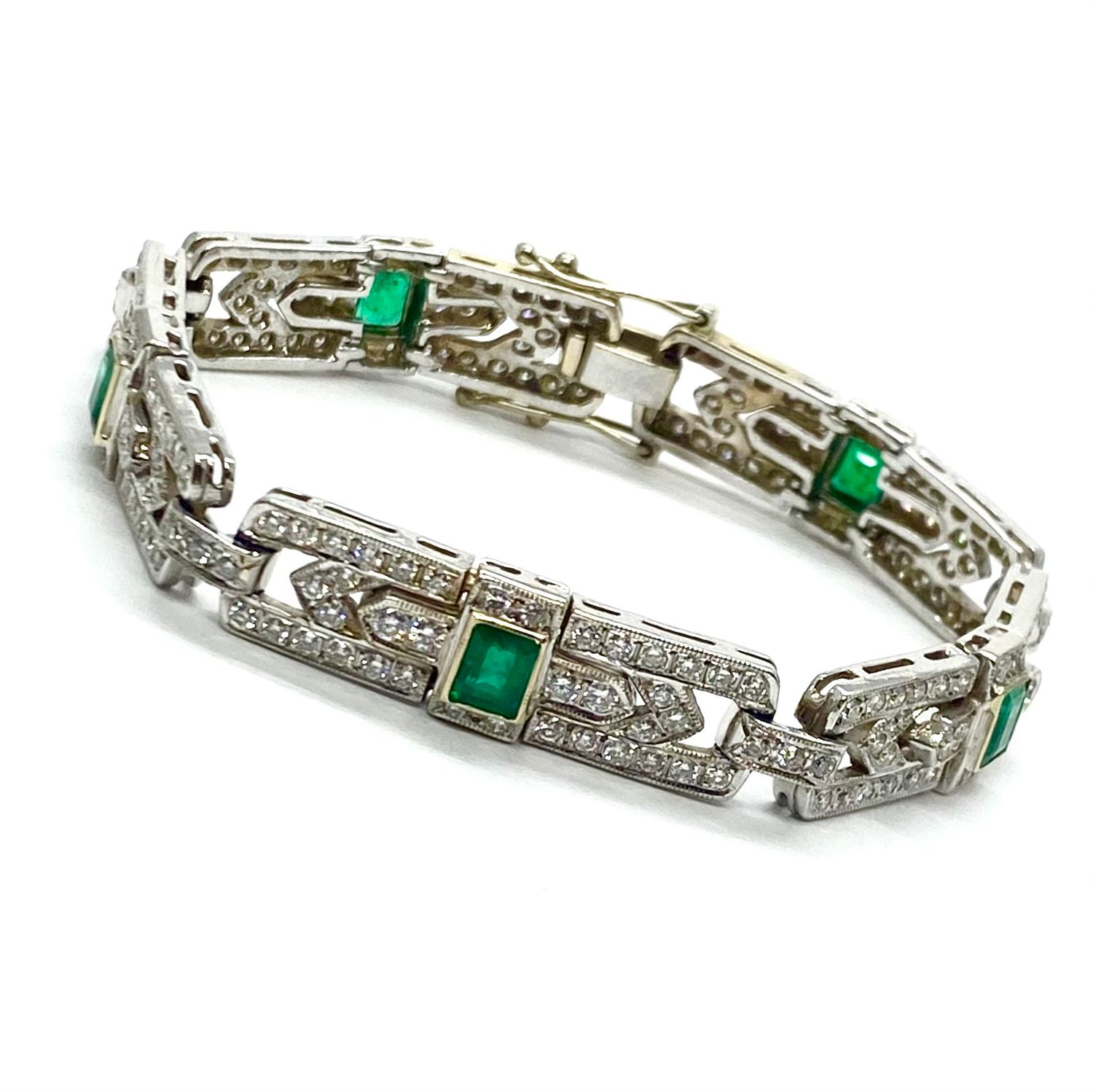 Estate Emerald and Diamond Bracelet