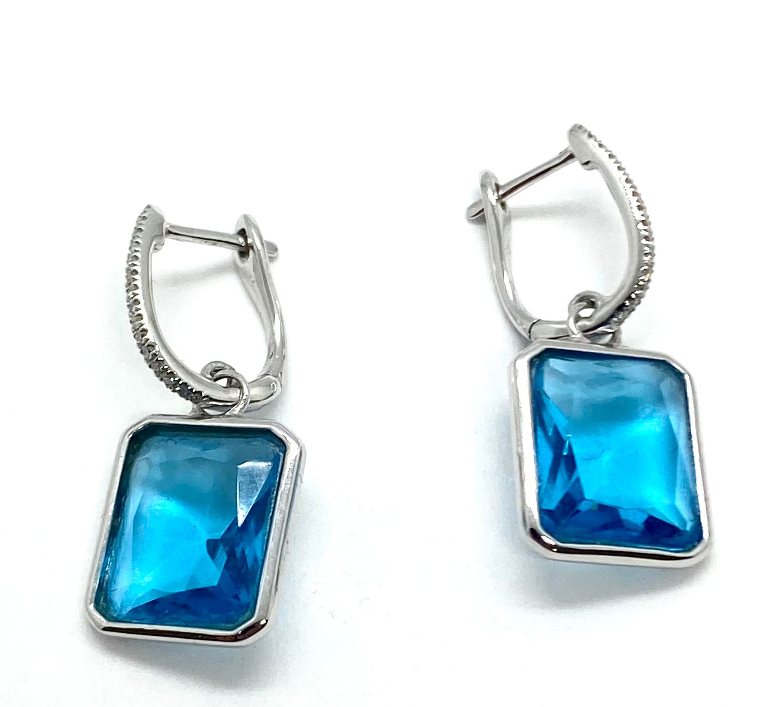 Estate Blue Diamond Earrings in White Gold