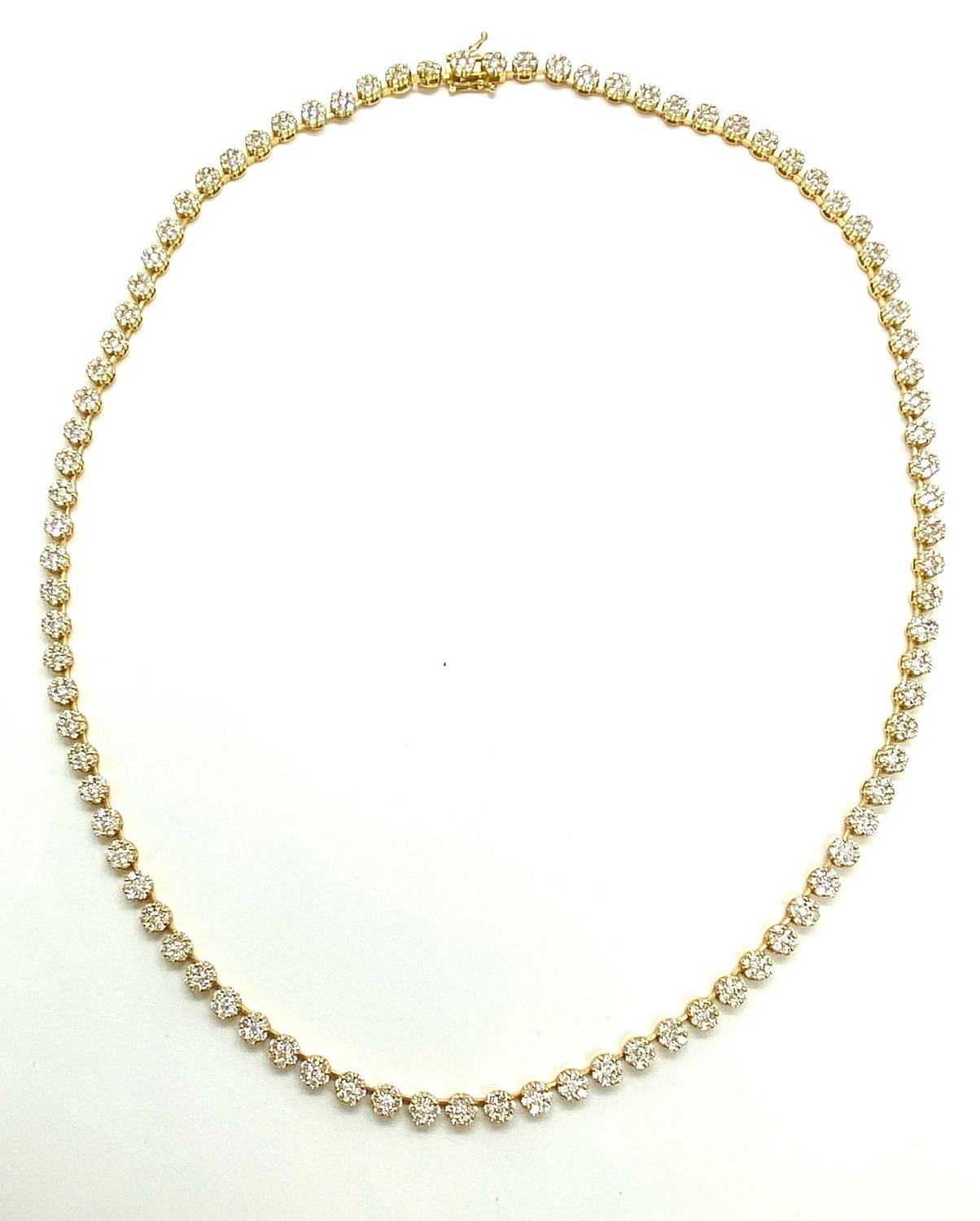 Estate 18K Yellow Gold and Diamond Tennis Necklace 18.5"