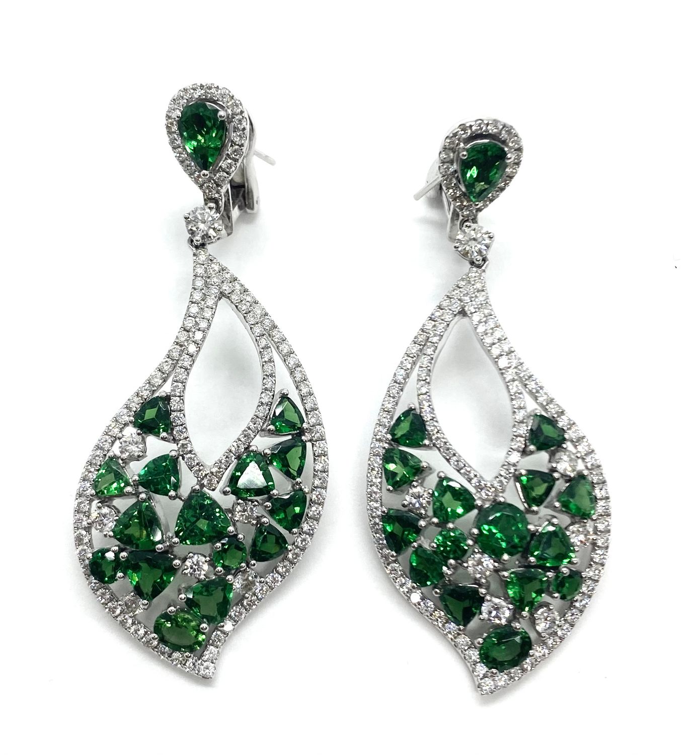 Green Garnet and Diamond Earrings