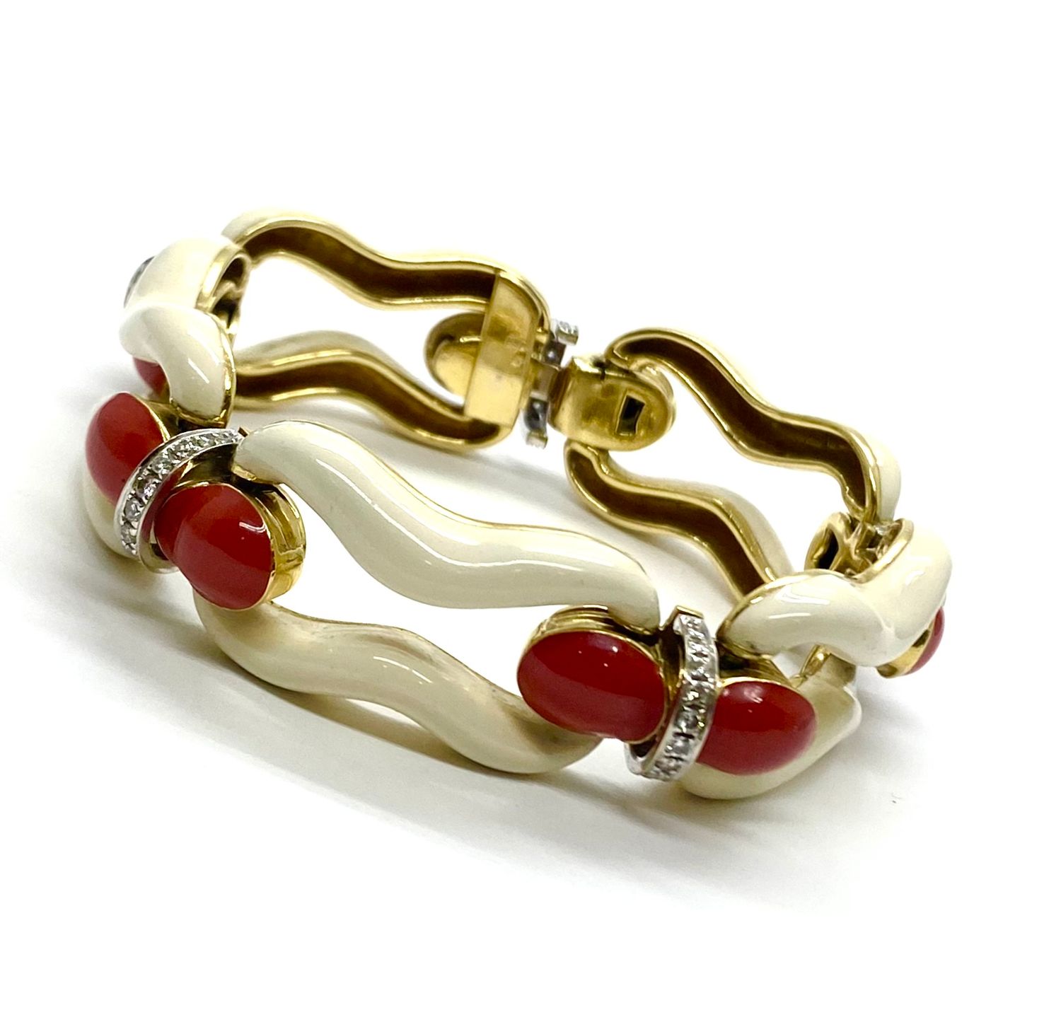 Estate Enamel Diamond Bracelet