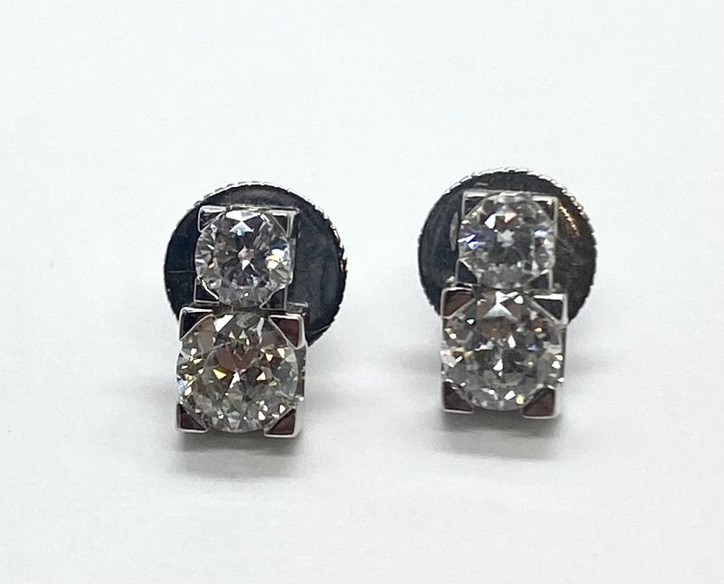 Fine Estate White Gold and Diamond Earrings