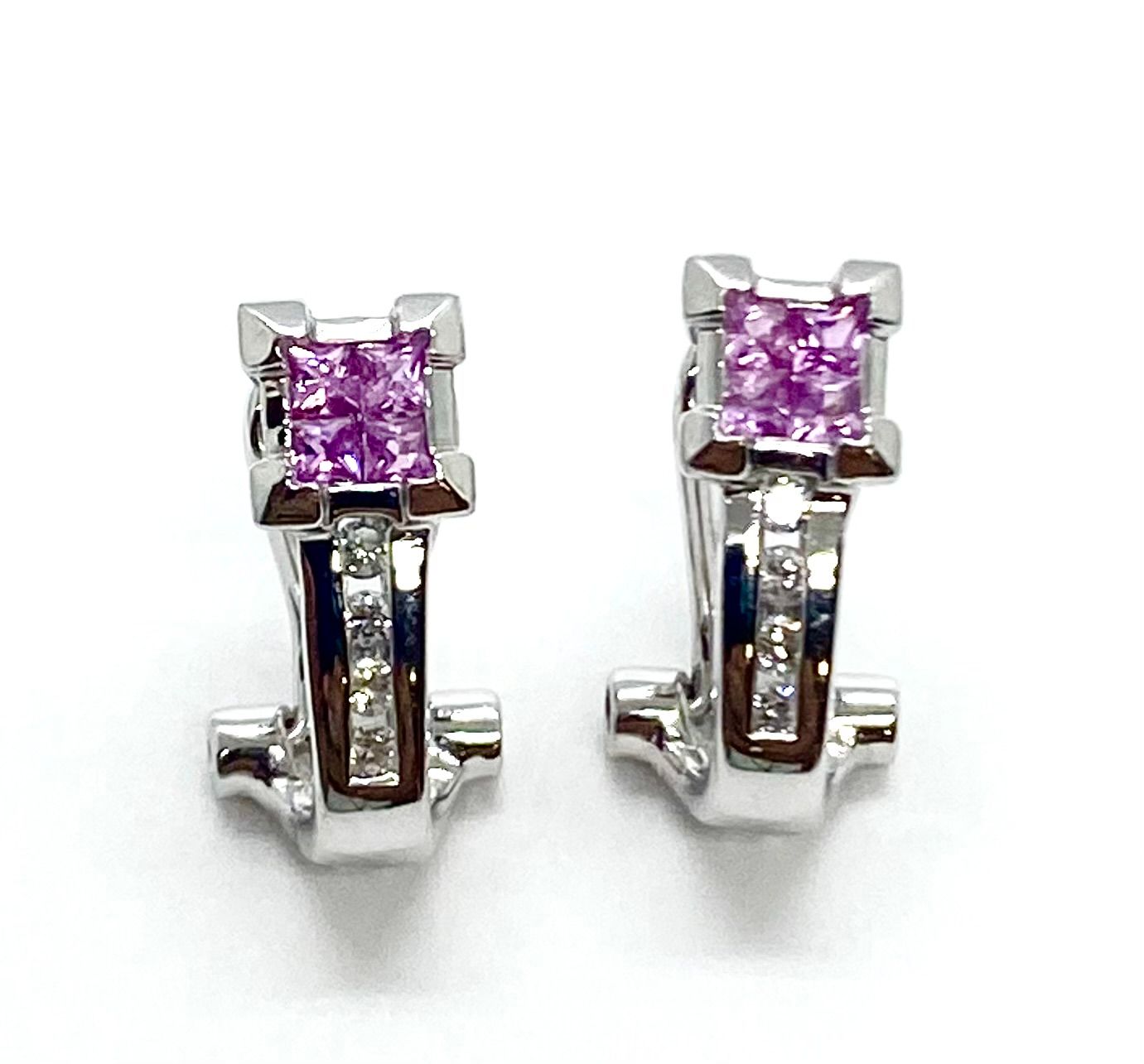 Pink Sapphire and Diamond Earrings