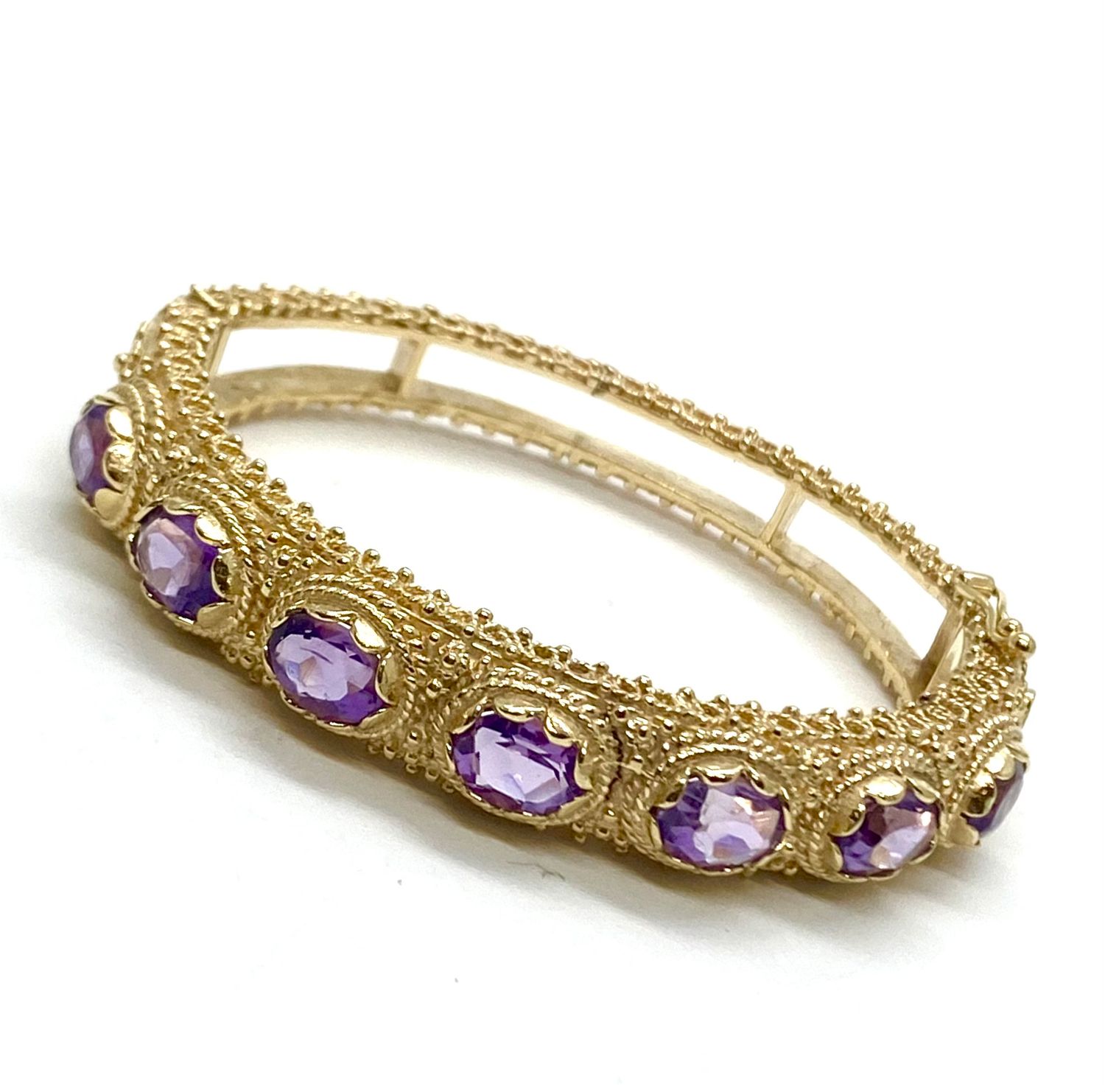 Amethyst and Gold Bangle Bracelet