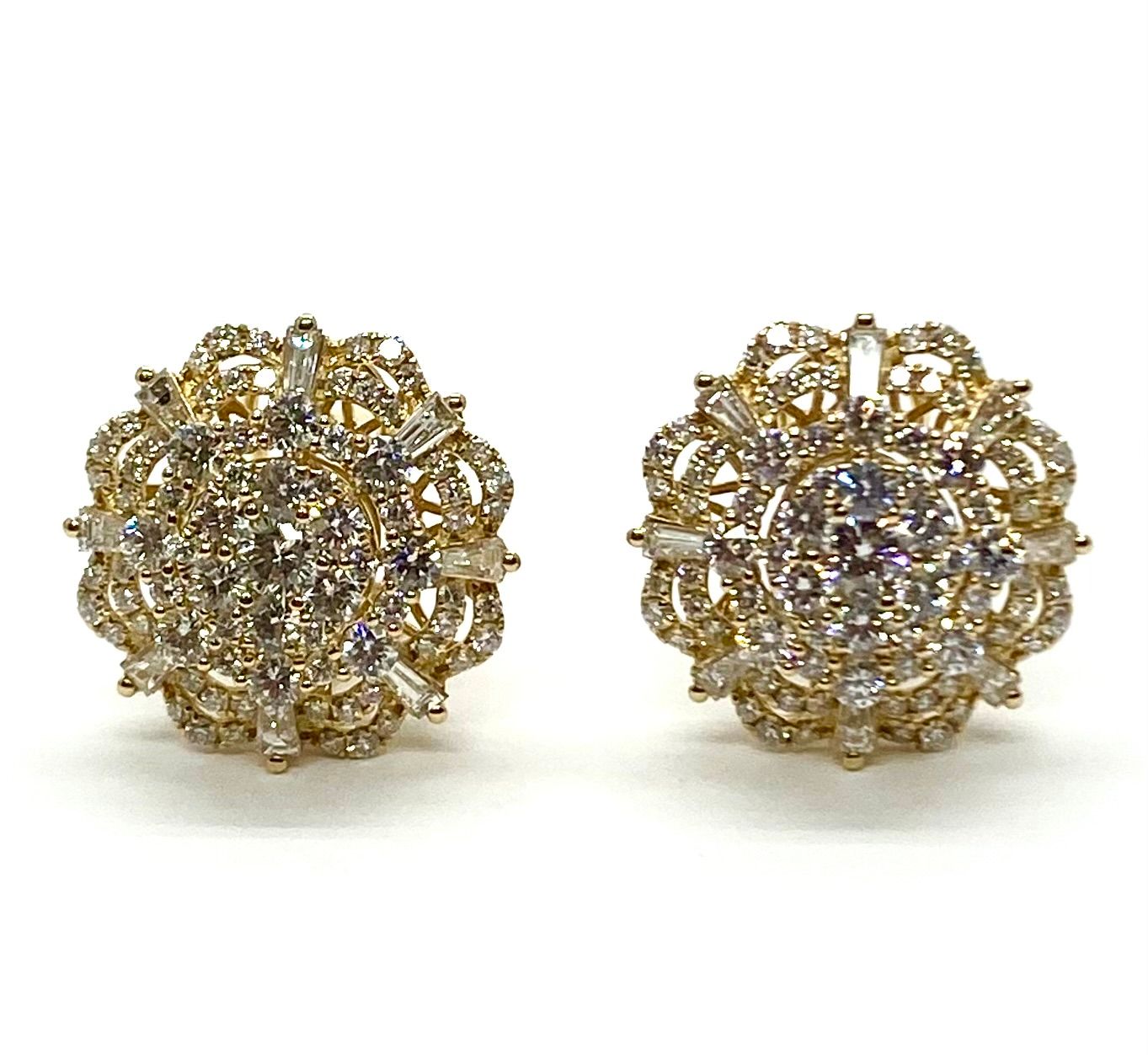 Estate Yellow Gold and Diamond Earrings