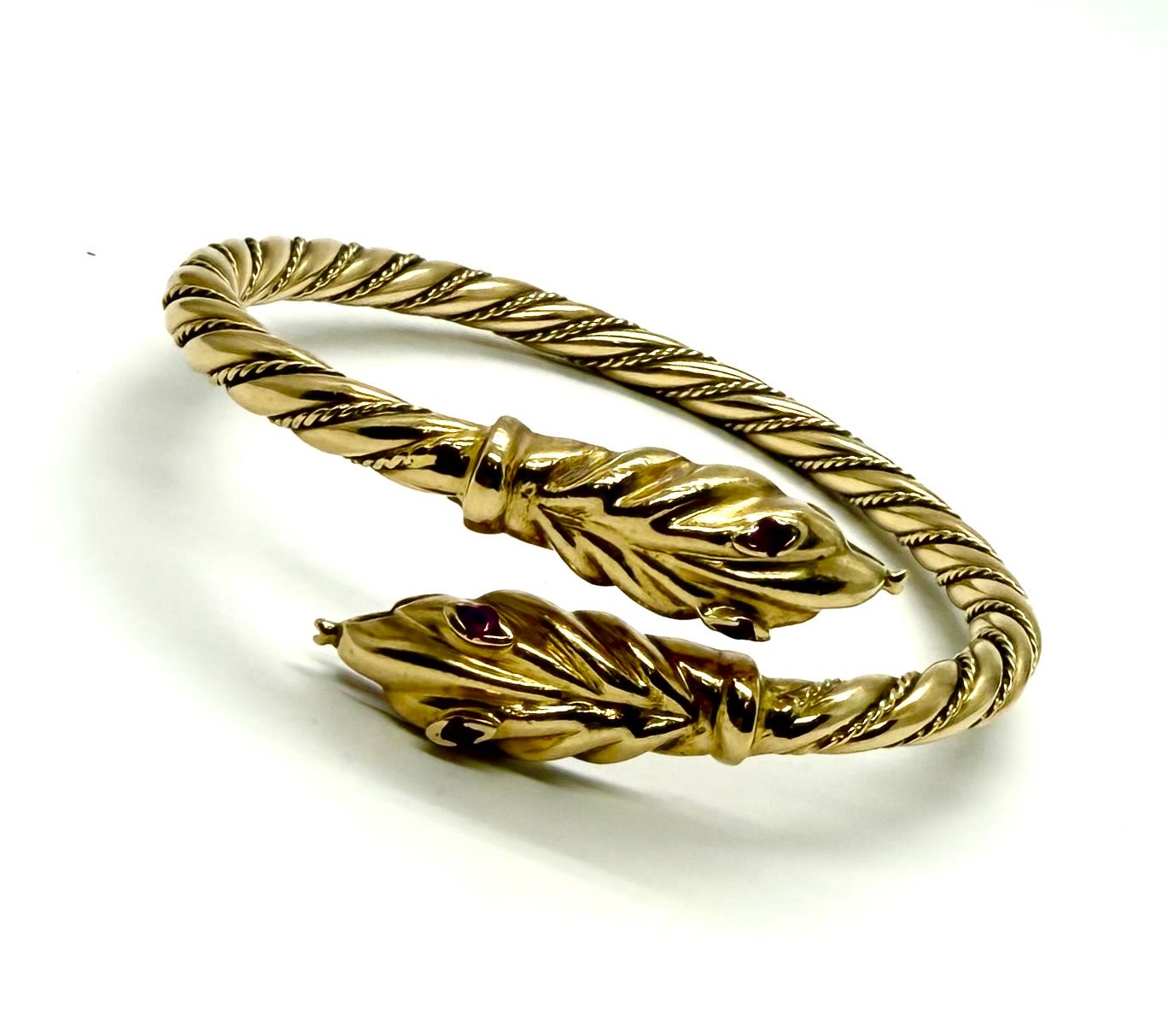 GHAZAR Ruby Serpent Banlge in 18K Yellow Gold