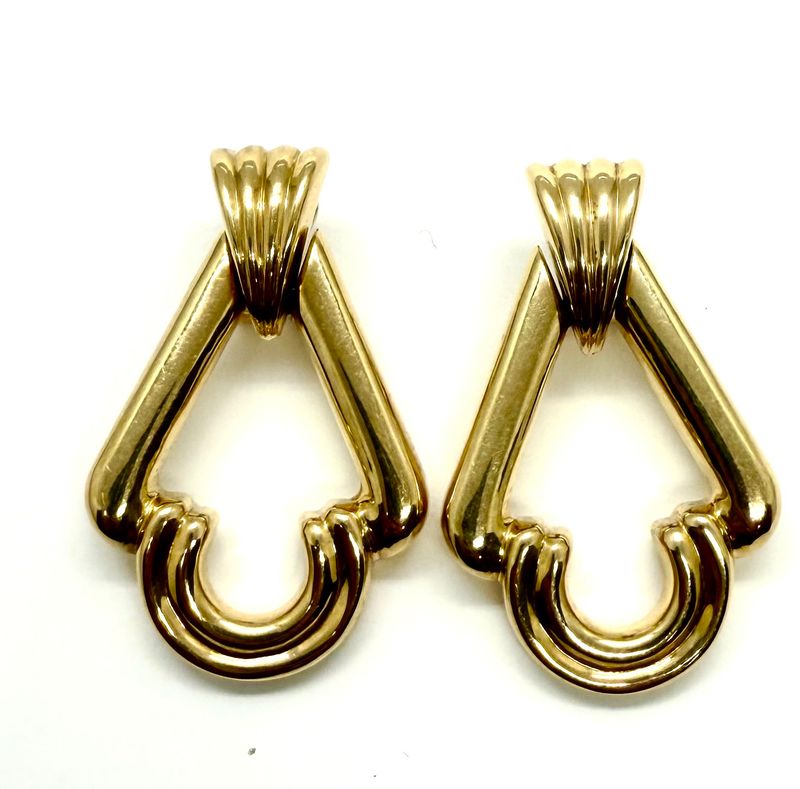 Estate Geometric Yellow Gold Earrings