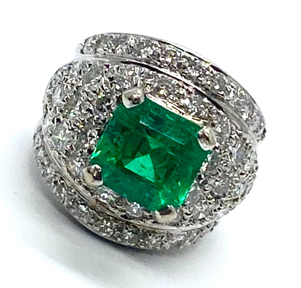 Estate Emerald and Diamond Ring