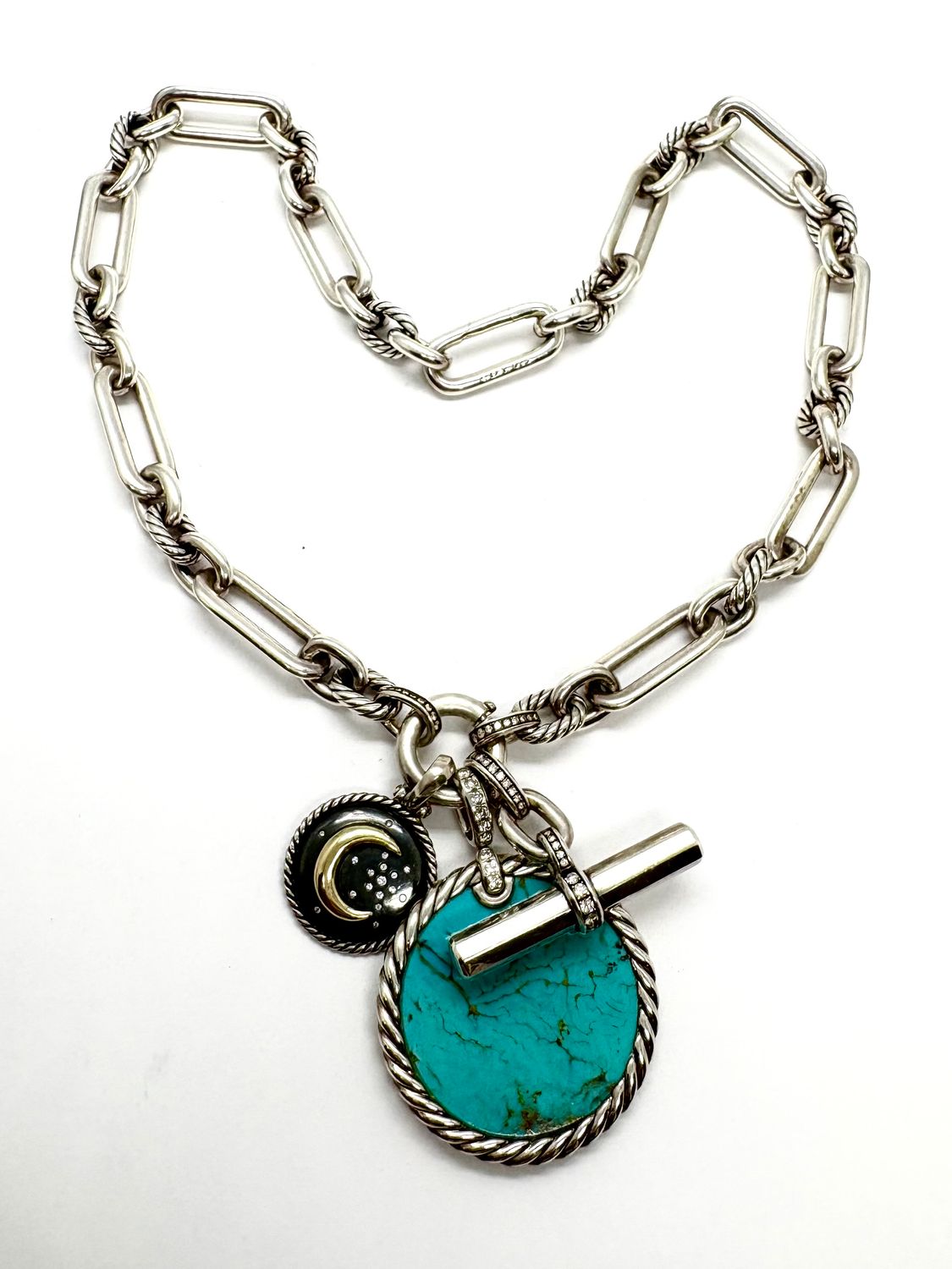 DAVID YURMAN Turquoise, MOP, Diamond Reversible Necklace