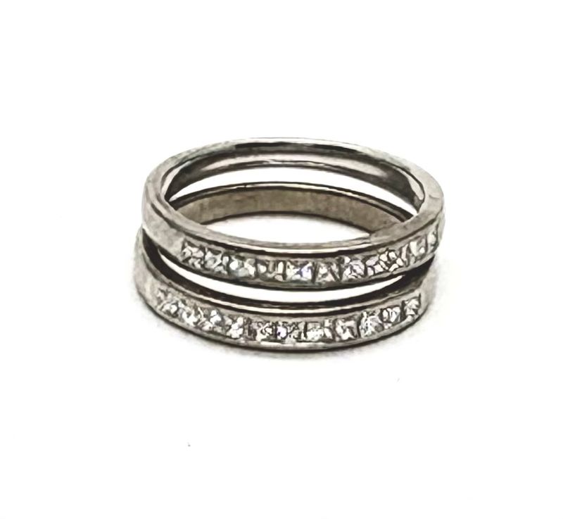 Estate 2 Diamond Band Rings in 18K White Gold Estate 2 Diamond Band Rings in 18K White Gold