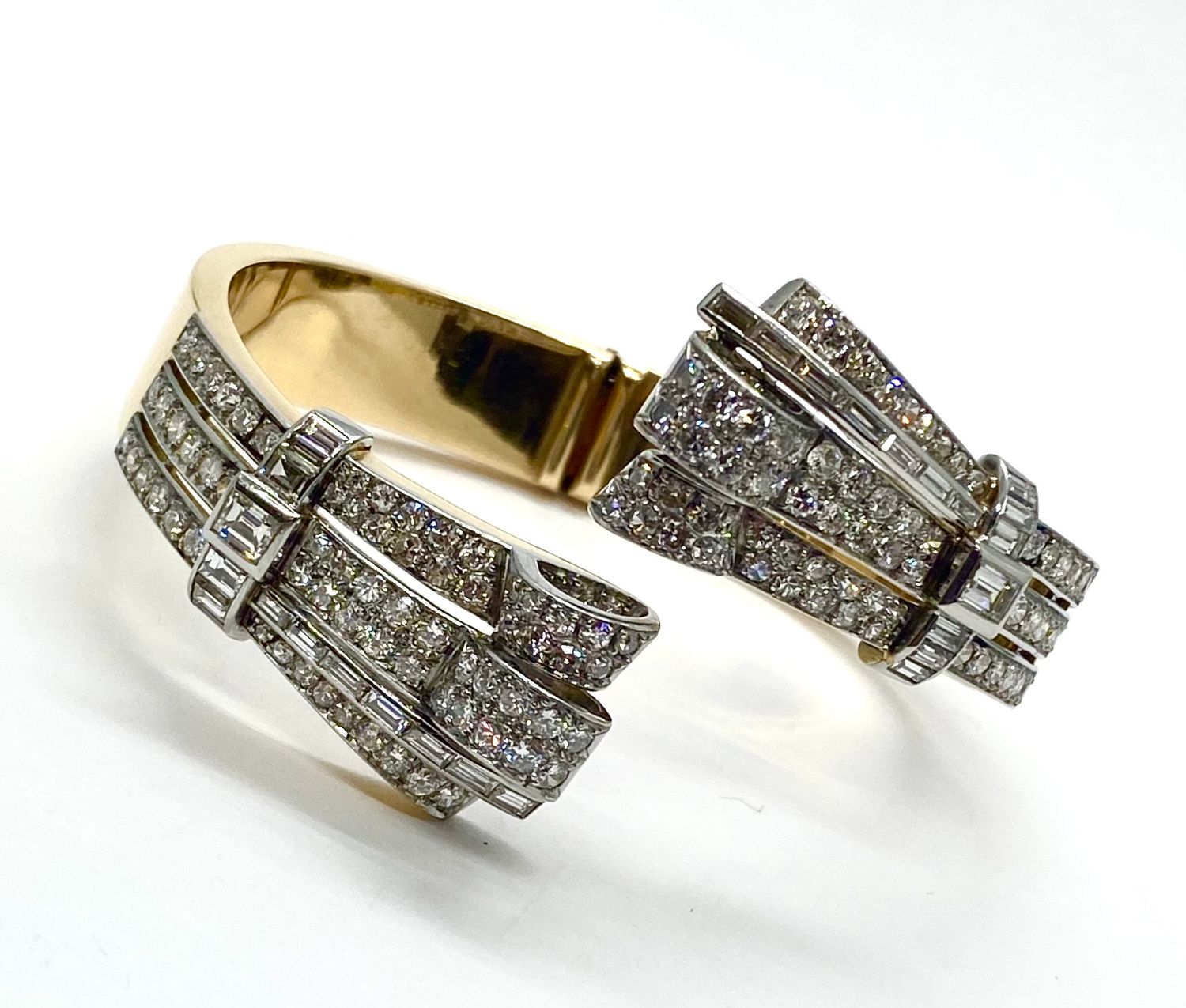 Art Deco Diamond Bangle in Platinum and Gold
