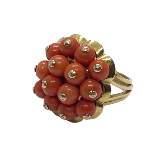 Estate Coral Ring in Yellow Gold