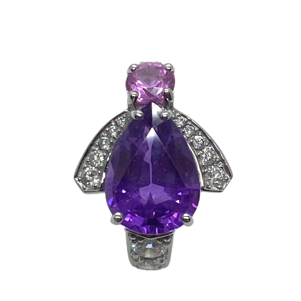 Chaumet No heat Violet Sapphire, Pink Sapphire and Diamond Ring