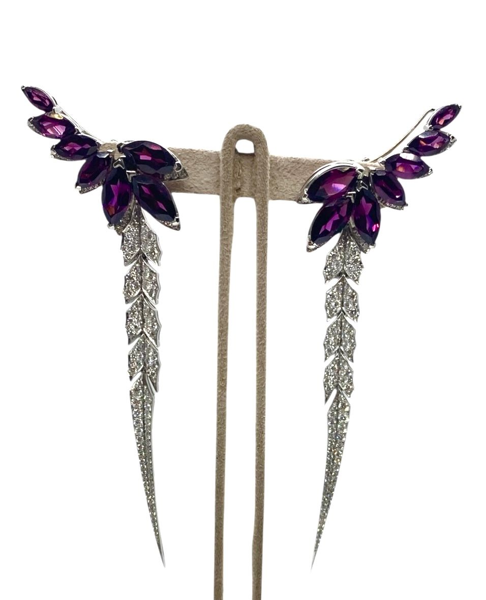 Stephen Webster Magnipheasant Rhodolite & Diamond Earrings