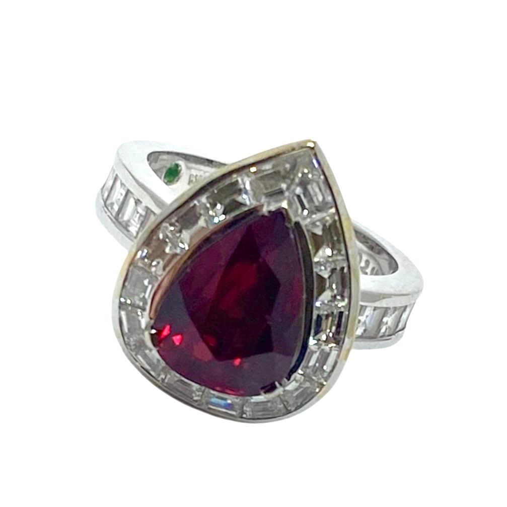 No heat Mozambique Ruby and Diamond Ring