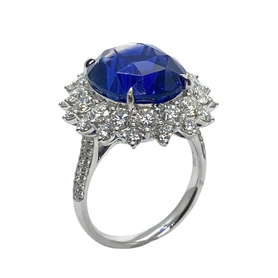 No heat Madagascar Sapphire and Diamond Ring
