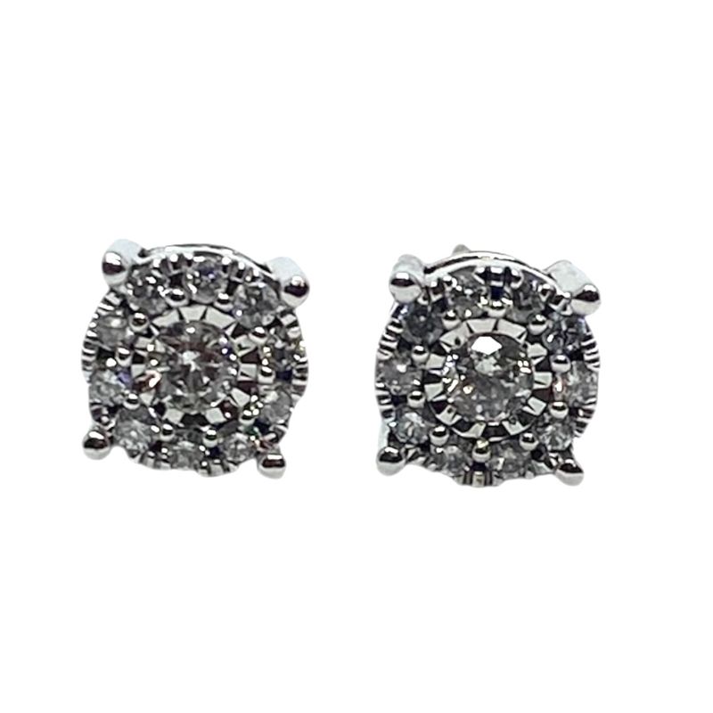 White Gold and Diamond Cluster Studs