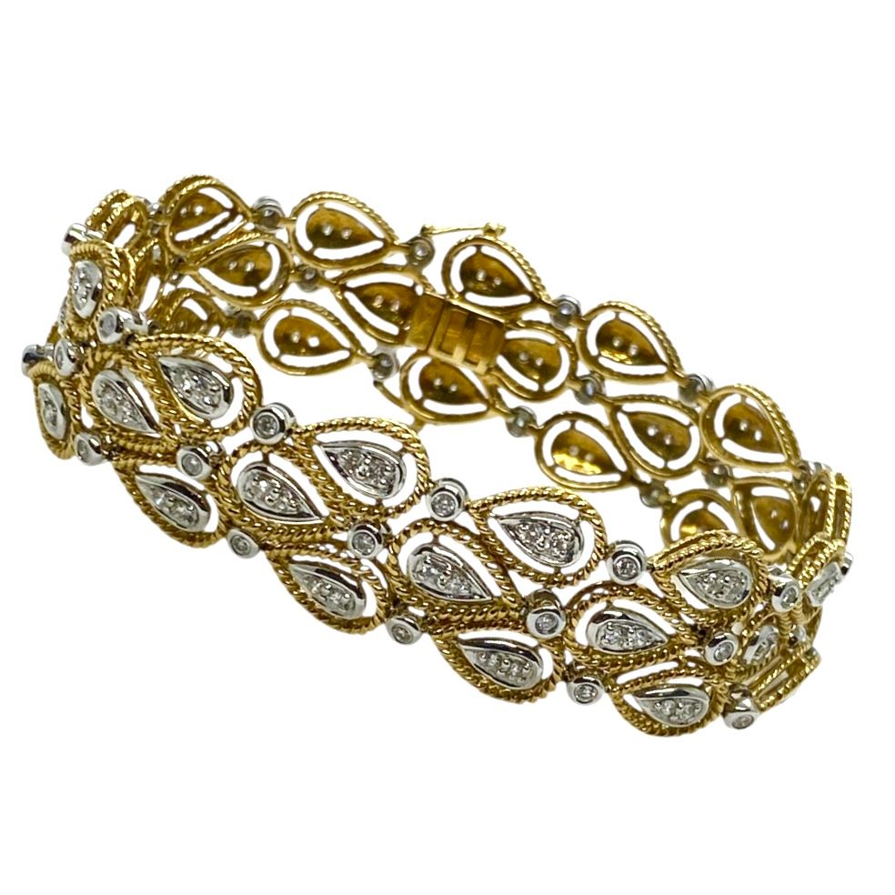 Estate 3-row Gold and Diamond Bracelet