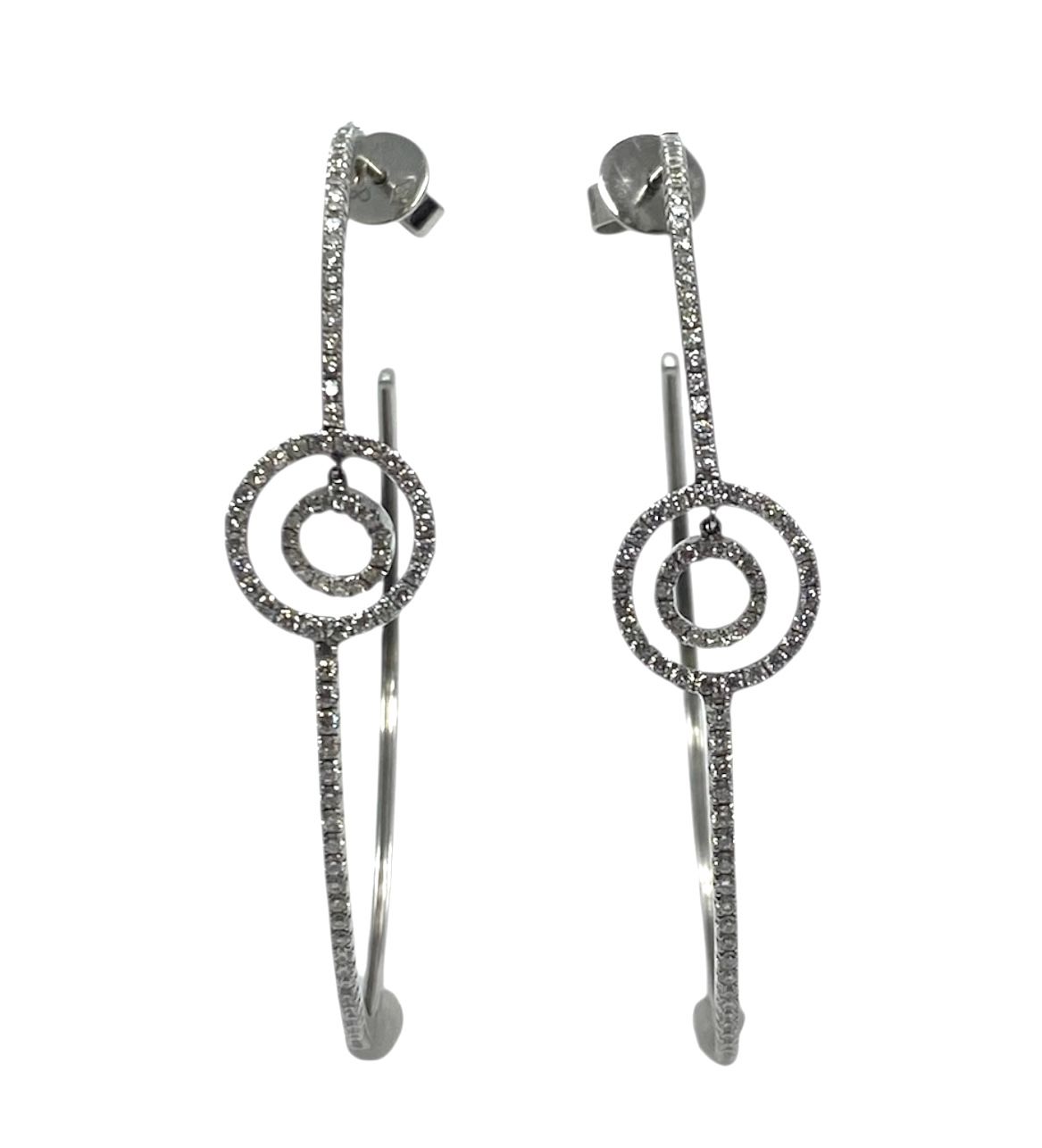 White Gold and Diamond Hoop Earrings