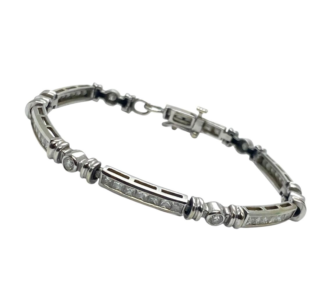 Estate Gold and Princess cut Diamond Bracelet