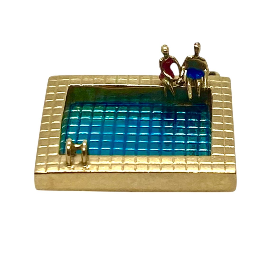 Unique Swimming Pool Charm Pendant in Gold