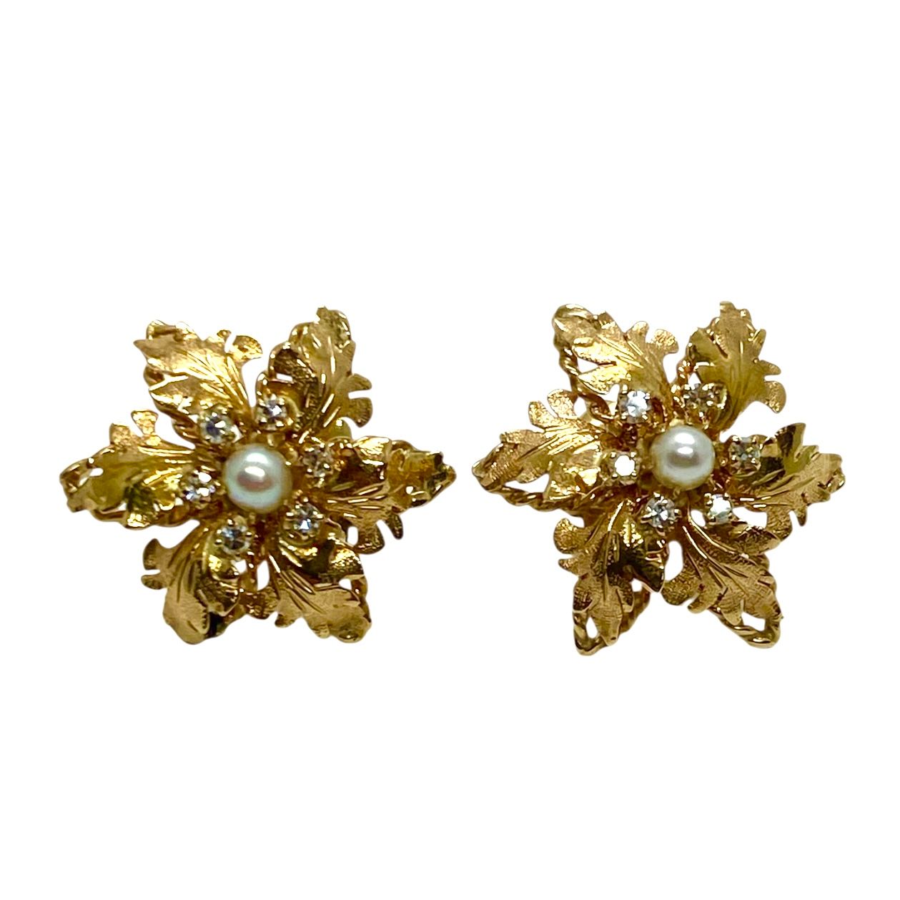 Estate Pearl and Diamond Earrings
