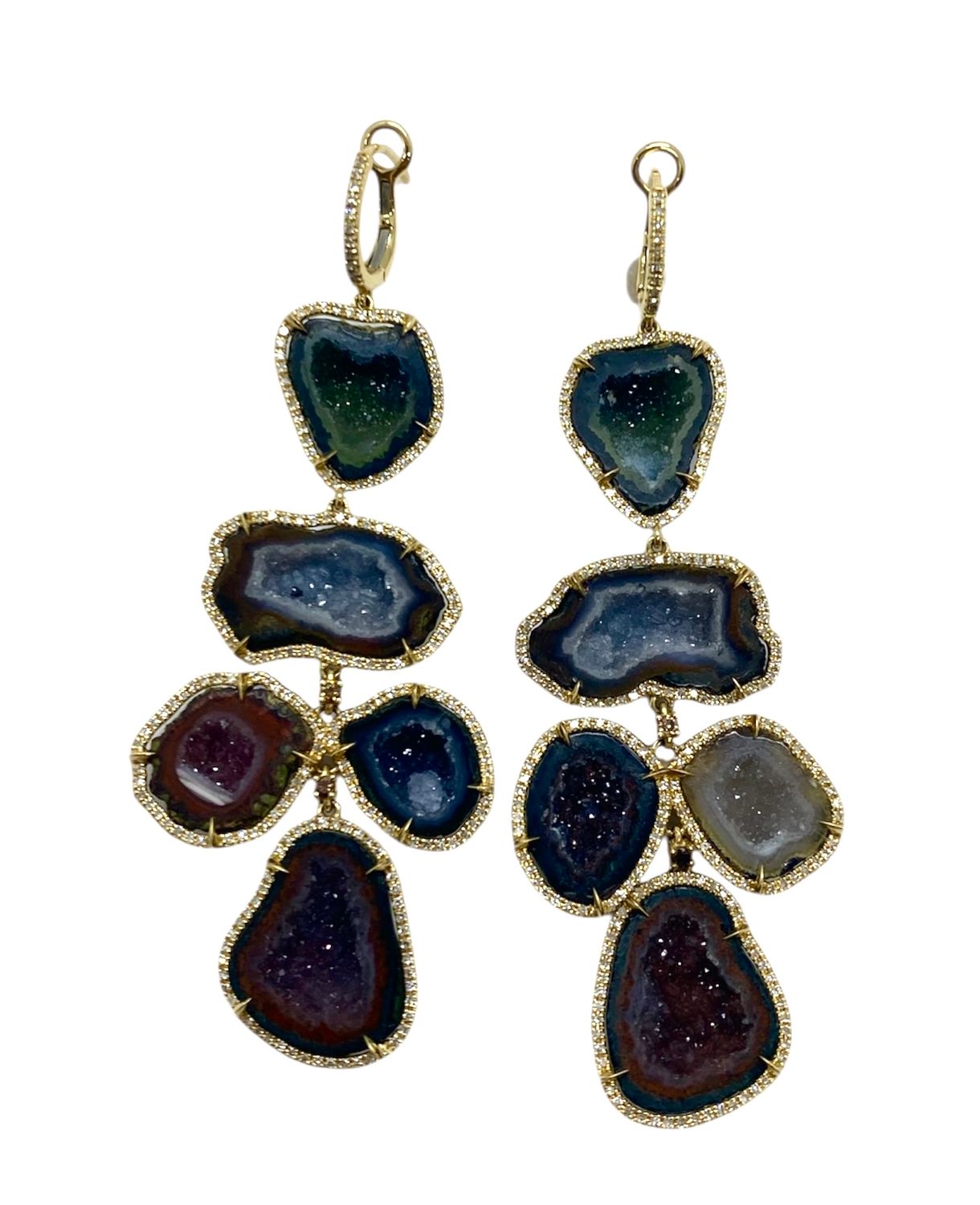 Getana Geode Druze Diamond Earrings