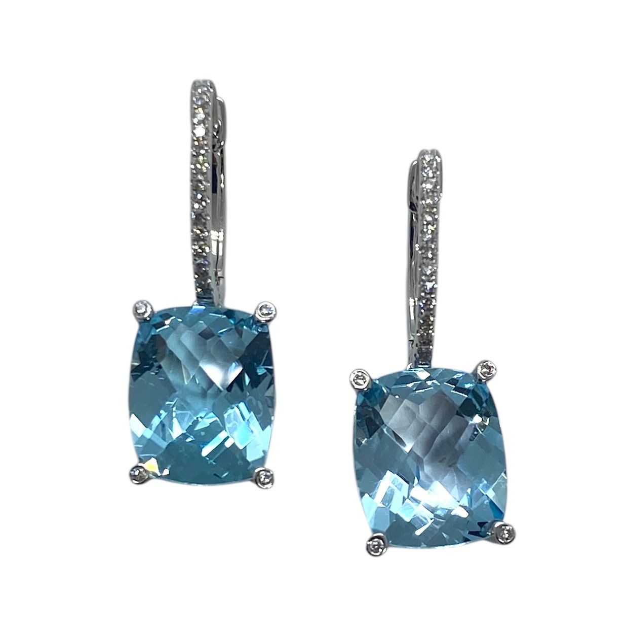 Beautiful Blue Topaz and Diamond Earrings