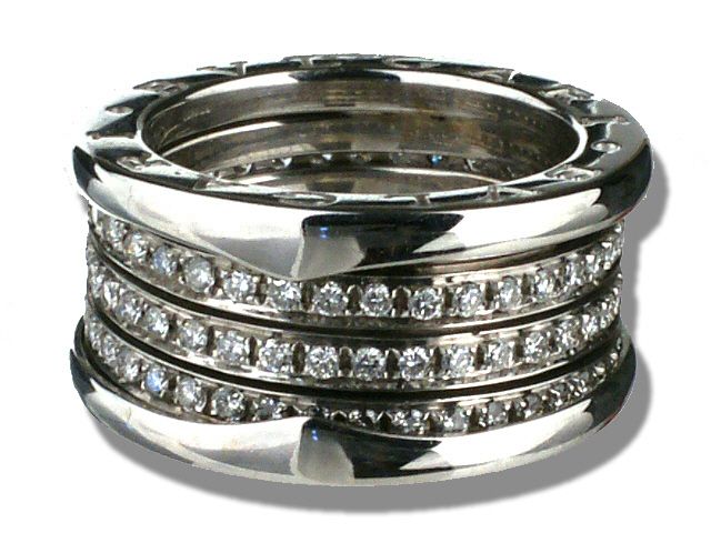 18K W/G Original Bulgari B. Zero 3-row diamond band