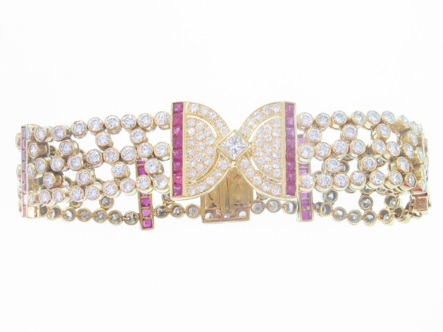 18K YELLOW GOLD DIAMOND RUBY BRACELET