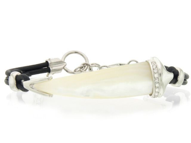 18K White Gold Horn Mother of Pearl & Diamond Bracelet
