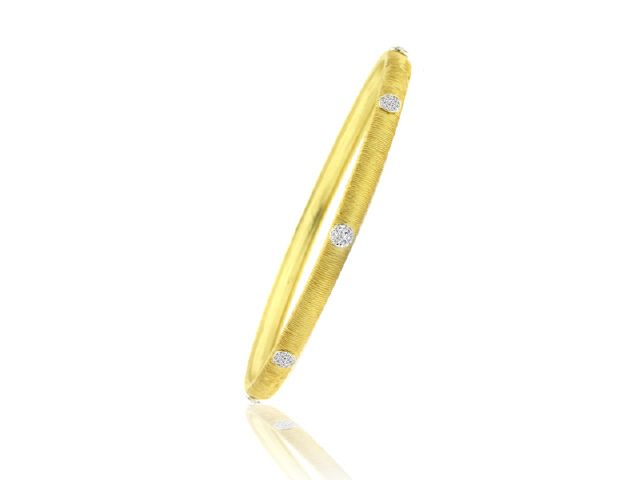 14K Yellow Gold Diamond Textured Bangle