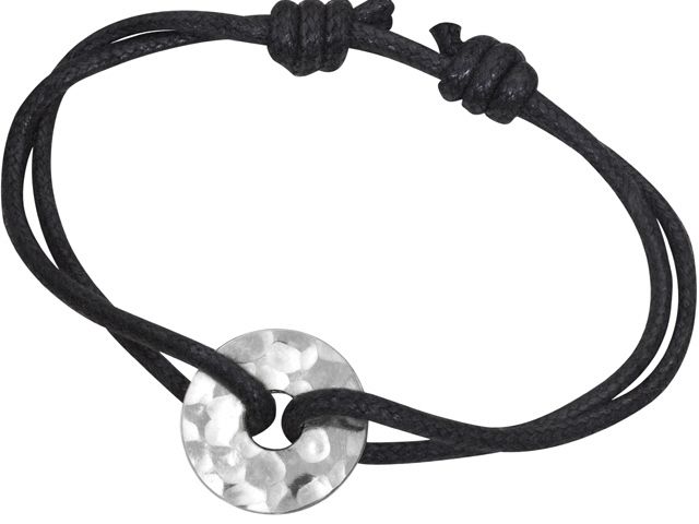 STAINLESS STEEL DINH VAN CHINESE PI BLACK CHORD BRACEL
