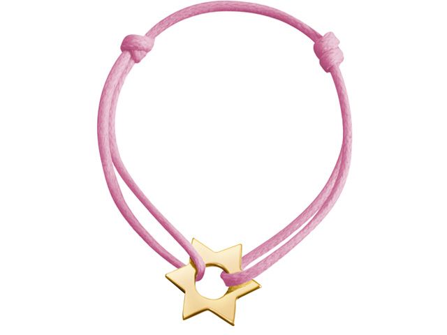 18K Y/G BABY STAR BRACELET LIGHT PINK CHORD
