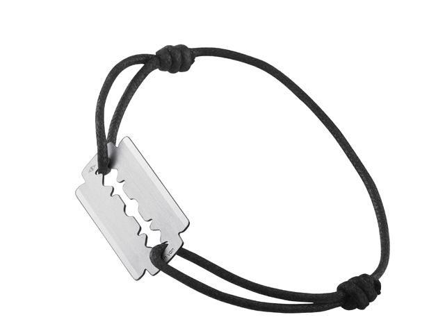 18K W/G RAZOR BLADE CORD BRACELET