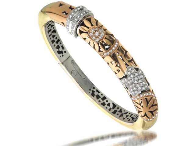 18K Y/R/G DIAMOND ENAMEL "INDIA PREZIOSA" BANGLE