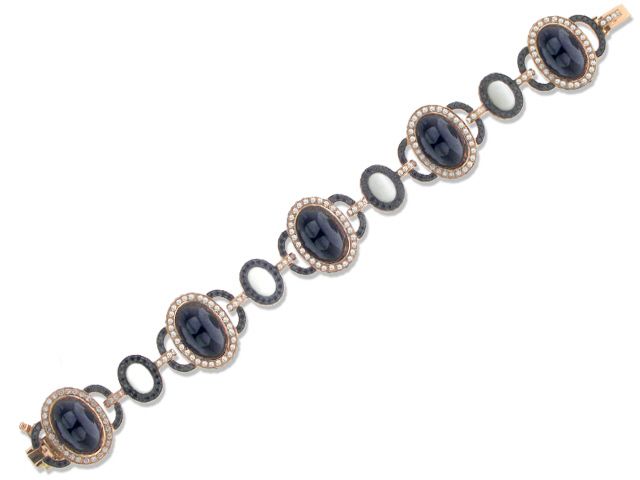 18K R/G DIAMOND & COLOR STONE BRACELET