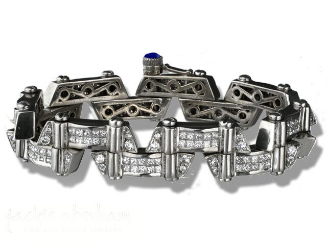 18K W/G DIAMOND BRACELET W/ 10CTS PRINCESS CUT + ROUND