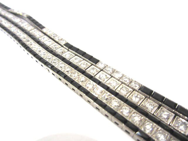 Platinum, Diamond and Black Onyx Antique Art Deco Brac