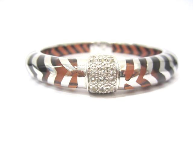 Sterling Silver Angelique De Paris Brown Enamel Stripe