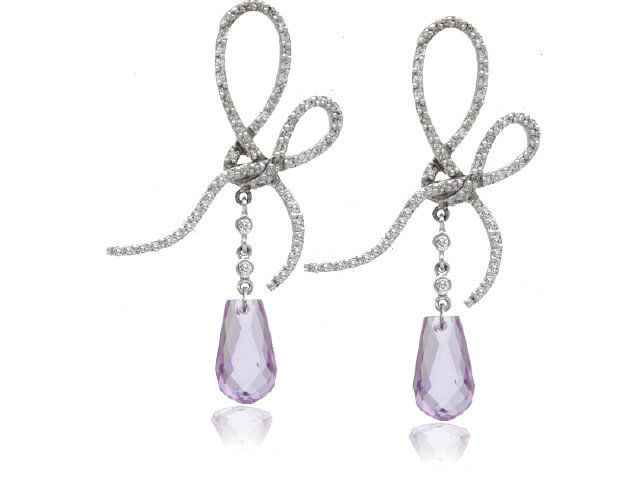 18KW AMETHYST DANGLE EARRINGS