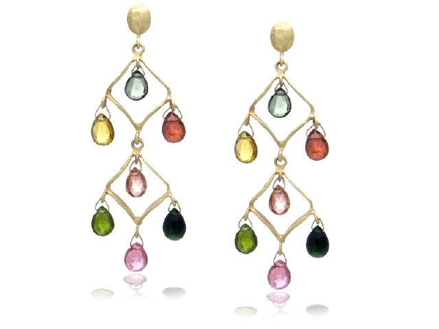 Multicolor Tourmaline Dangling Earrings