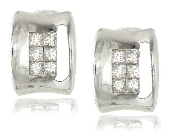 White Gold and Diamond Huggy Earrings