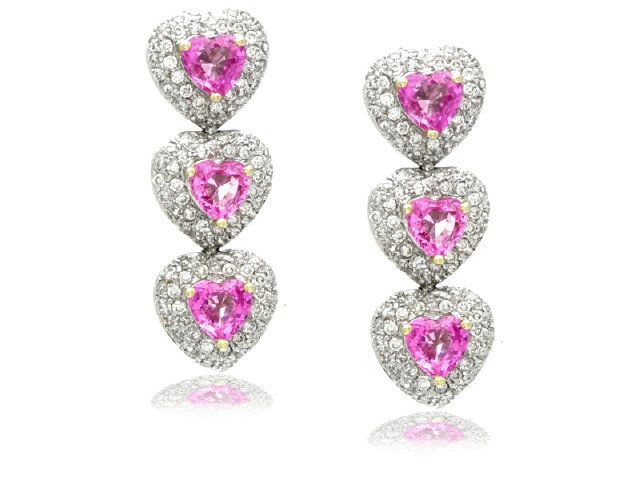 18KW PINK SAPPHIRE DANGLE EARRINGS