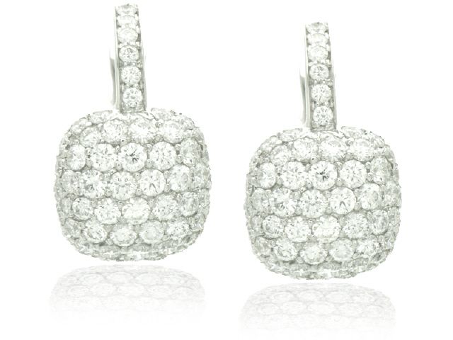 18K White Gold Diamond Puff Earrings 1.72CT