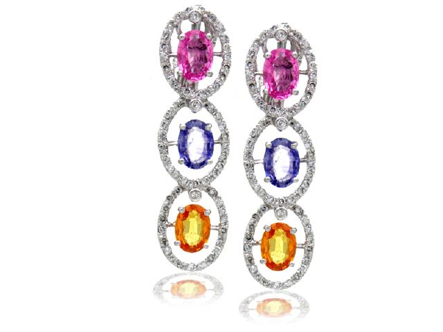 18K White Gold Sapphire and Diamond Earrings
