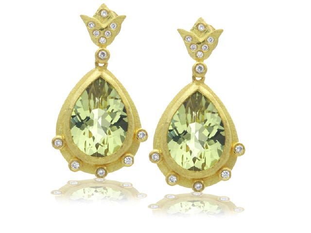Lemon Citrine and Diamond Earrings