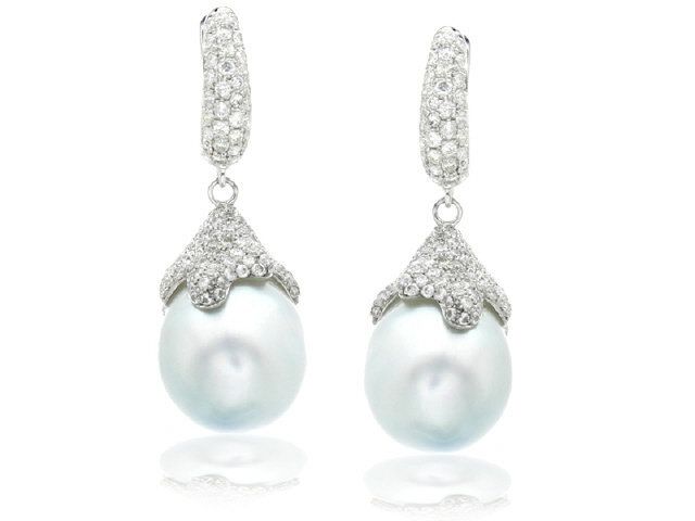 18KW GRAY PEARL DIAMOND EARRINGS