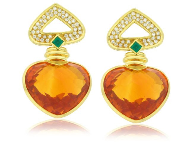 18k y/g Citrine Diamond Earr.